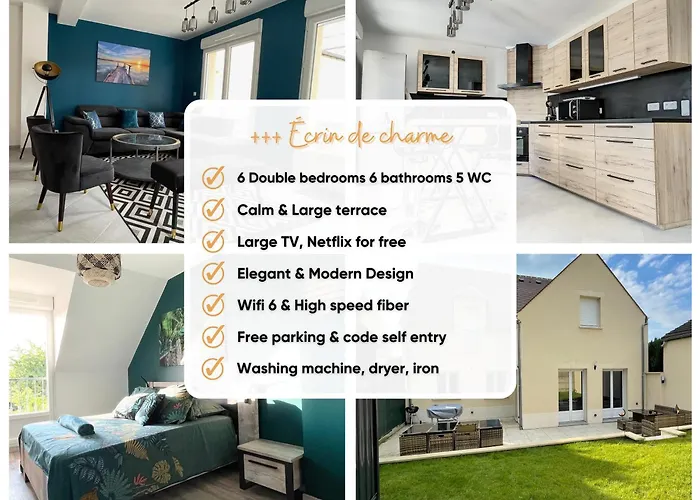 Magnifique Villa 12 Pers - 6 Chambres Avec Salle De Bain Privative Au Calme - 30 Min Asterix - Ecrin De Charme